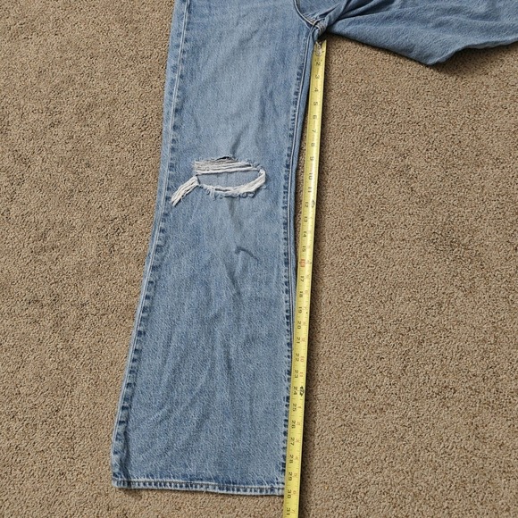 Levis Premium Jeans Womens Size 24 High Loose Flare Distressed Light Wash Blue - Picture 8 of 16